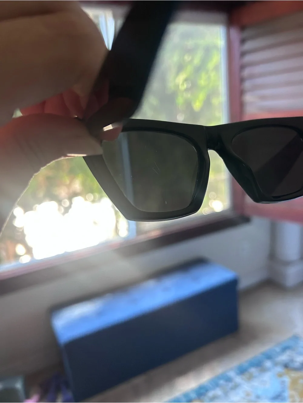 Mosanana MS51801 Black Square Cat Eye Sunglasses Retro Angular